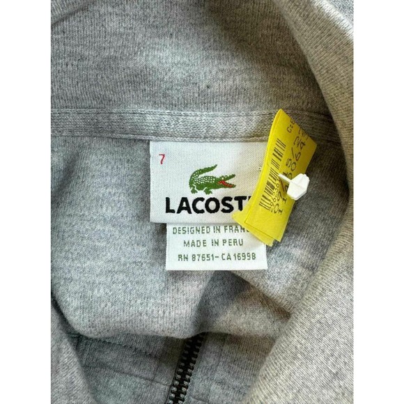LACOSTE HEATHERED QUARTER ZIP GRAY SWEATER SIZE XXL - Picture 4 of 6